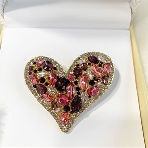 Charter Club heart shaped brooch gold and jewel